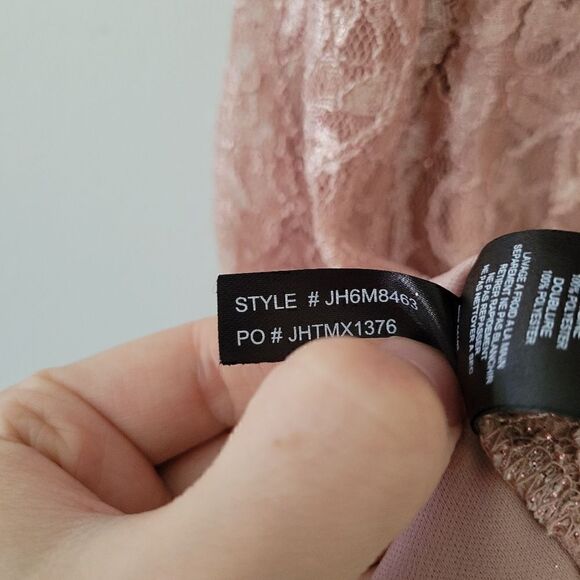 Jessica Howard Glitter Lace Sheath Dress with Attached Capelet Pink 6 - Picture 8 of 11